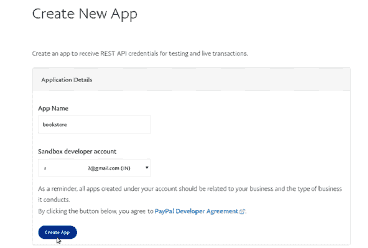 How to Integrate PayPal Recurring Payments API with NodeJS: A Comprehensive Guide 11 Create New App