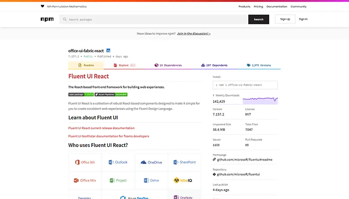 Top 15 React JS UI Framework Every Developer Should Know 10 Office-UI-Fabric