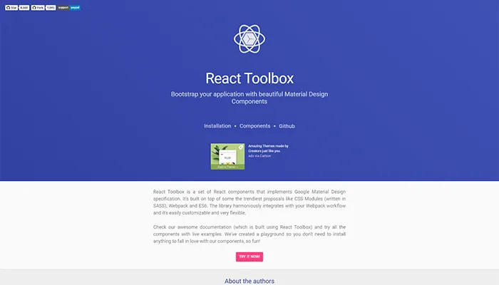 React-ToolBox - ReactJS UI Framework