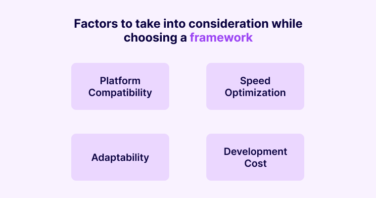 Factors to take into consideration while choosing a framework