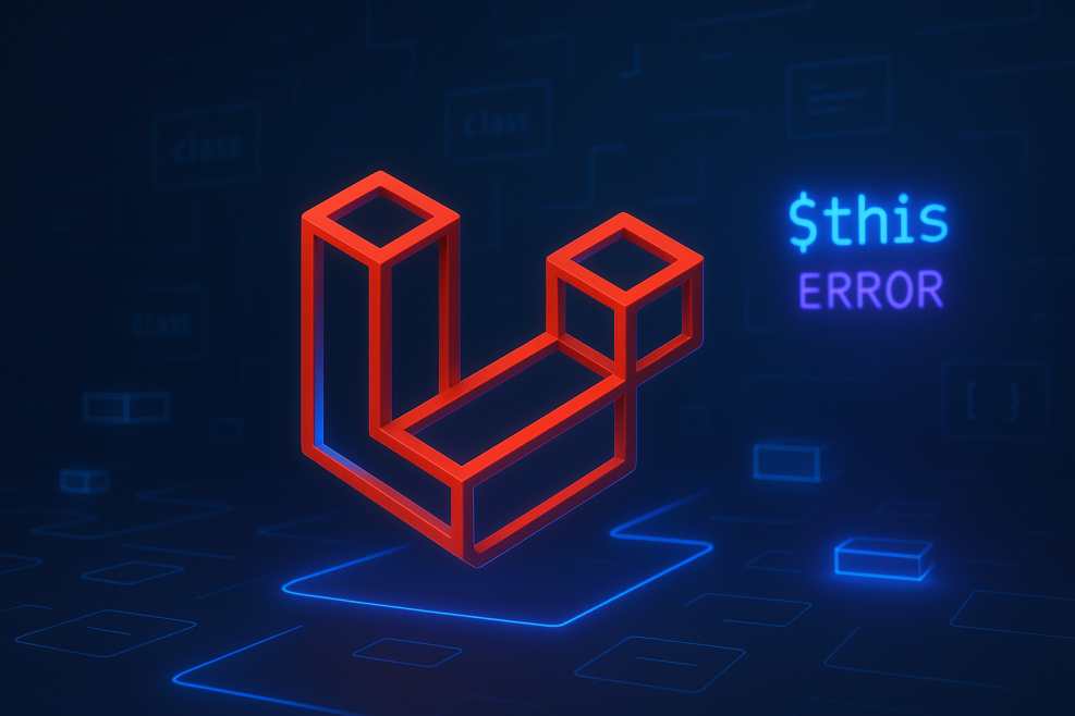 Using $this when not in object context in A Laravel controller